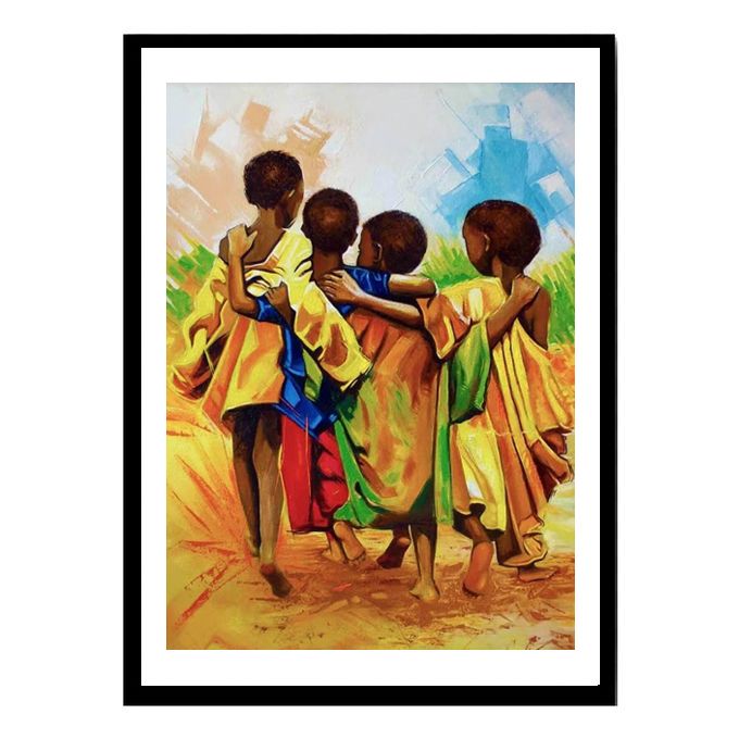 Little Friends Abstract Drawing Wall Frame