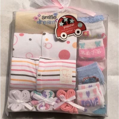Set of 3 Baby SleepSuit + Socks & Wash Clothes