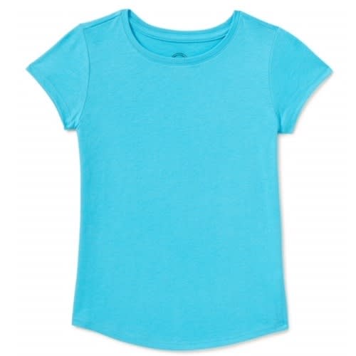 Girls Kids Tough Crew Short Sleeve Plain T-shirt - Blue
