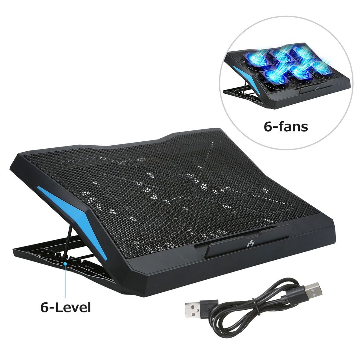 Foldable Laptop Cooler 6-fan Stand Low Noise 6-level For 17
