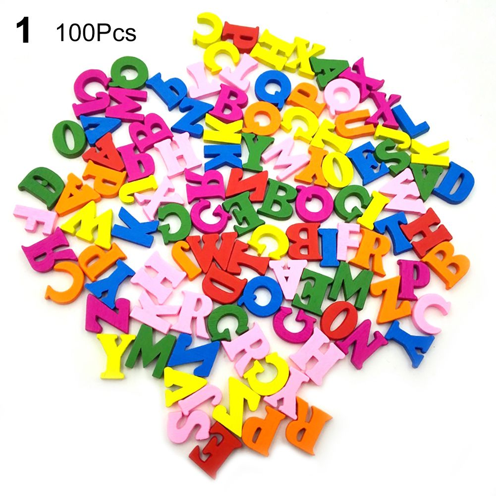100Pcs/Set Alphabet/Number Wooden Jigsaw Baby Puzzle-