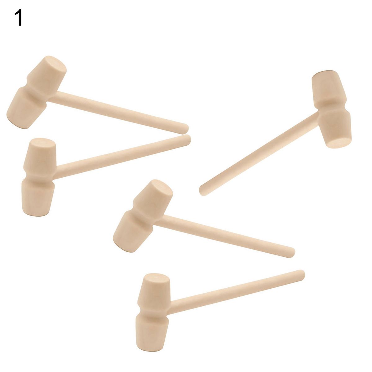 5Pcs Mini Wooden Unpainted Hammer Mallet Pounding Gavel Kids Educational Toy-1#