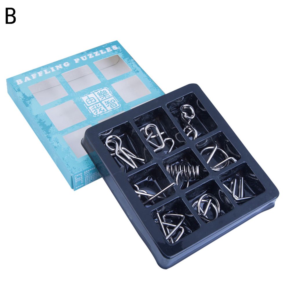 9Pcs/Set Metal Puzzle Wire IQ Brain Teaser Game Montessori-