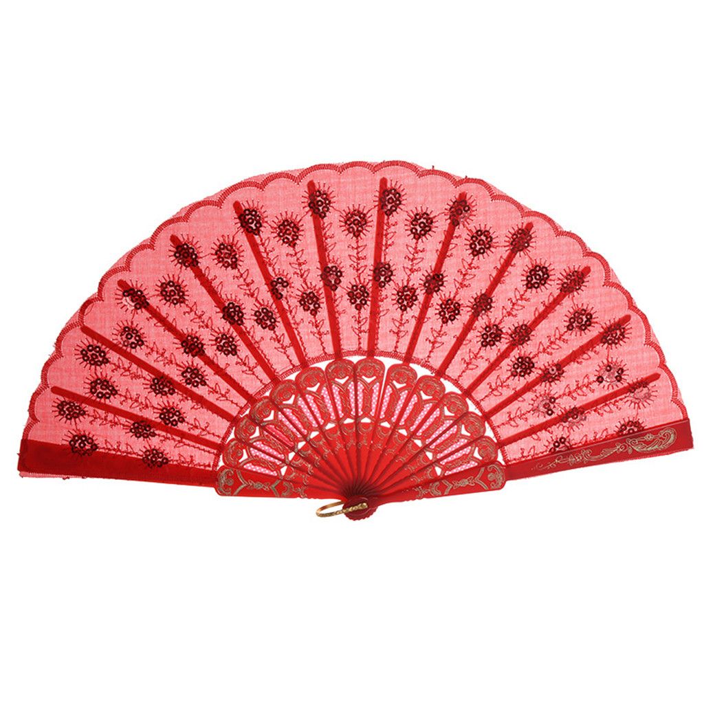 Wedding Lace Best Held Flower Dance Style Folding Chinese Fan 1pc Hand C523 Party Silk