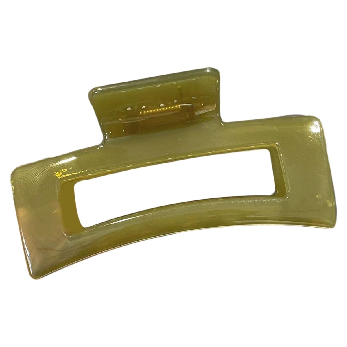 Rectangular Hair Clip Transparent Jelly Color Hair Claw for Women Green