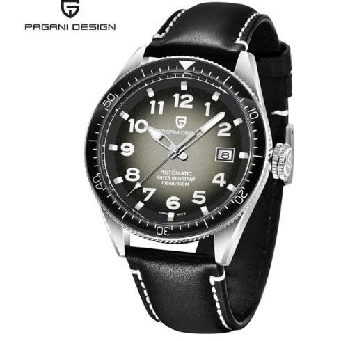Leather Analogue Watch - Black