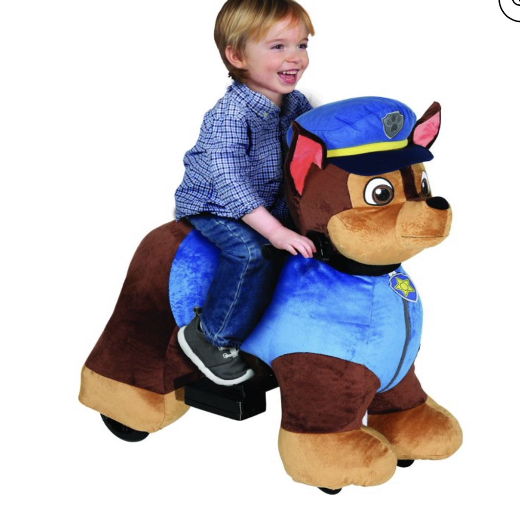 6 Volt Plush Paw Patrol Ride On With Pup House - Chase/Marshall/Skye