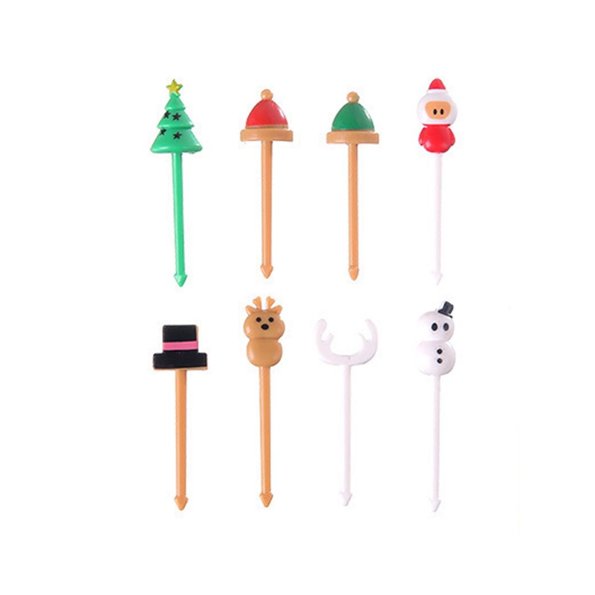 Kid-friendly Fruit Sign 8pcs Festive Fruit Picks for Christmas Mix Color