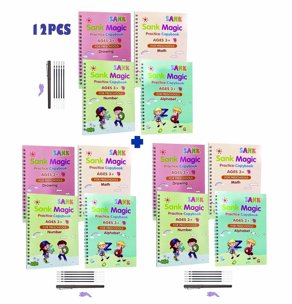12pcs Reusable Calligraphy Sank Magic Kids Copy Book &Gift