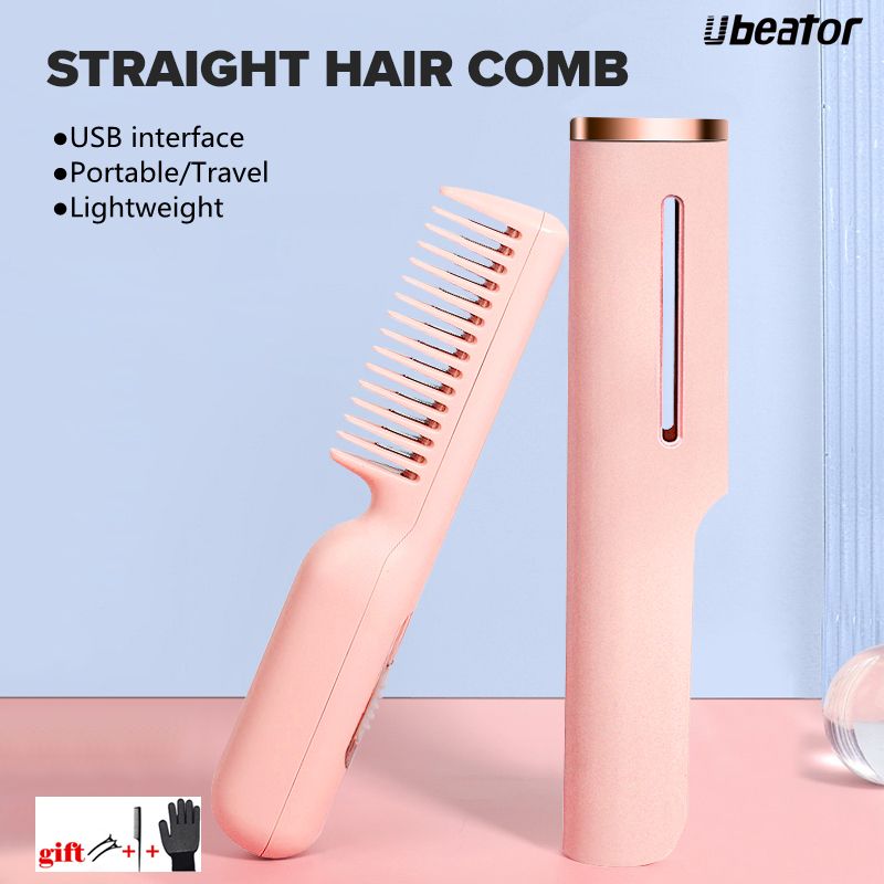 Unisex Portable Travel Heat Comb Brushes Beard Or Hair Straightener Tools USB TYPE-C Interface