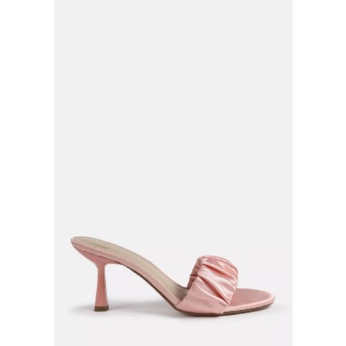 Peach Satin Ruched Mules