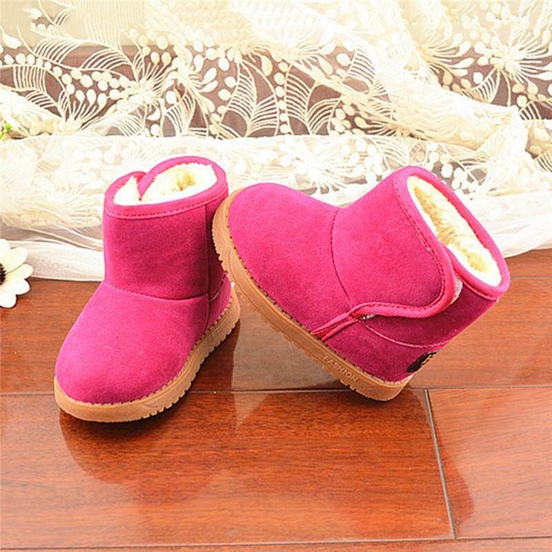 New Infant Toddler Baby Girls Boots Boys Kids Winter Thick Snow Boots Fur Shoes Rose 23