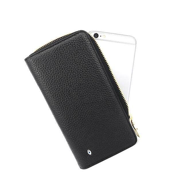 Men Charging Wallet Anti Lost Smart Wallet Multi-function Long Purse Black Lychee Pattern