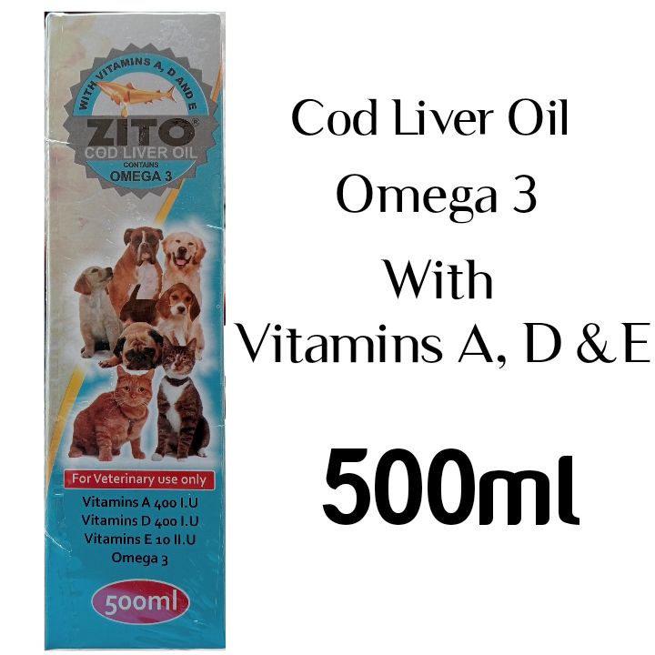 Cod Liver Oil For Dog Omega 3, Vitamins A,D&E -500ml
