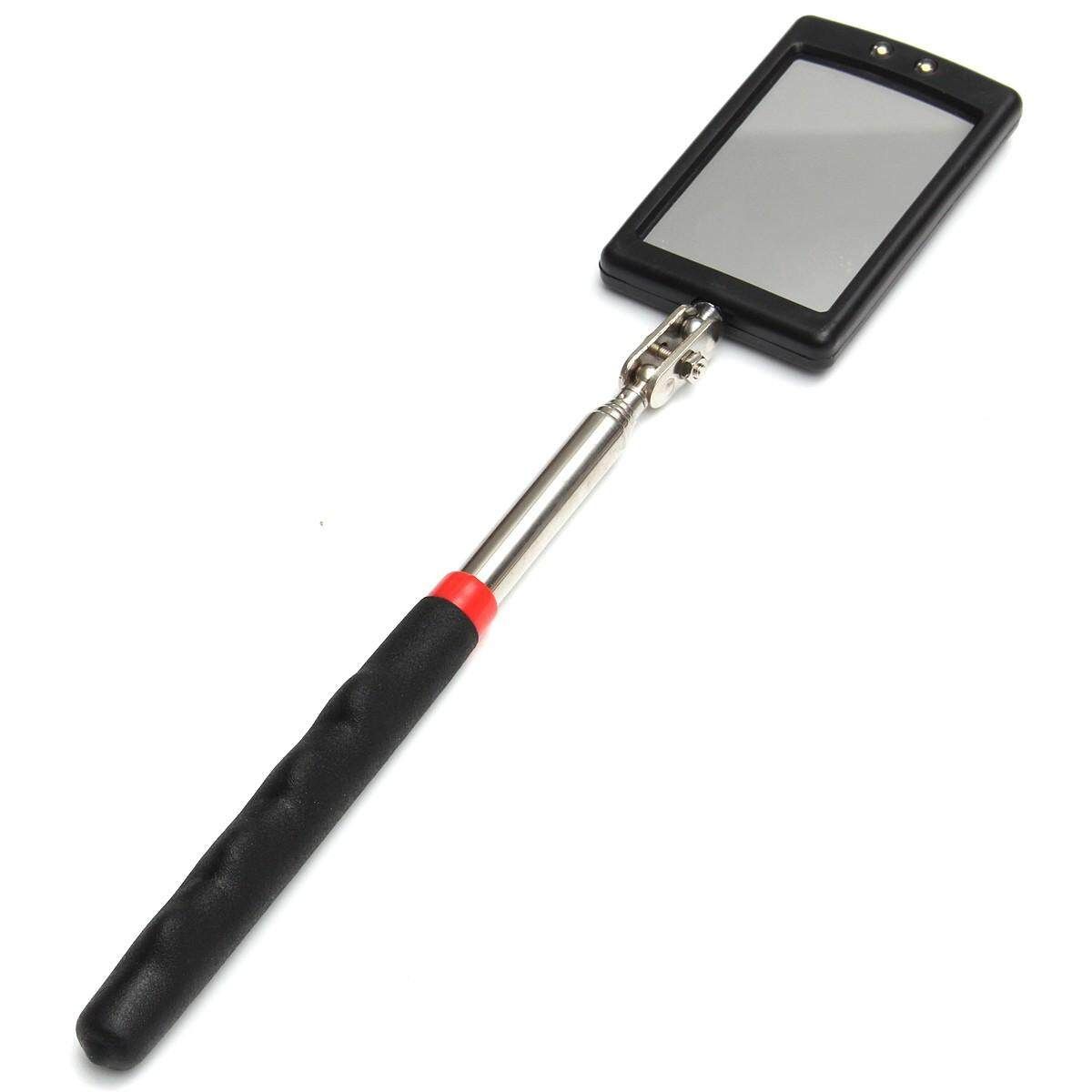 Telescopic Inspection Stick Mirror 2 Bright LED Light Extends 29-87cm Car Home