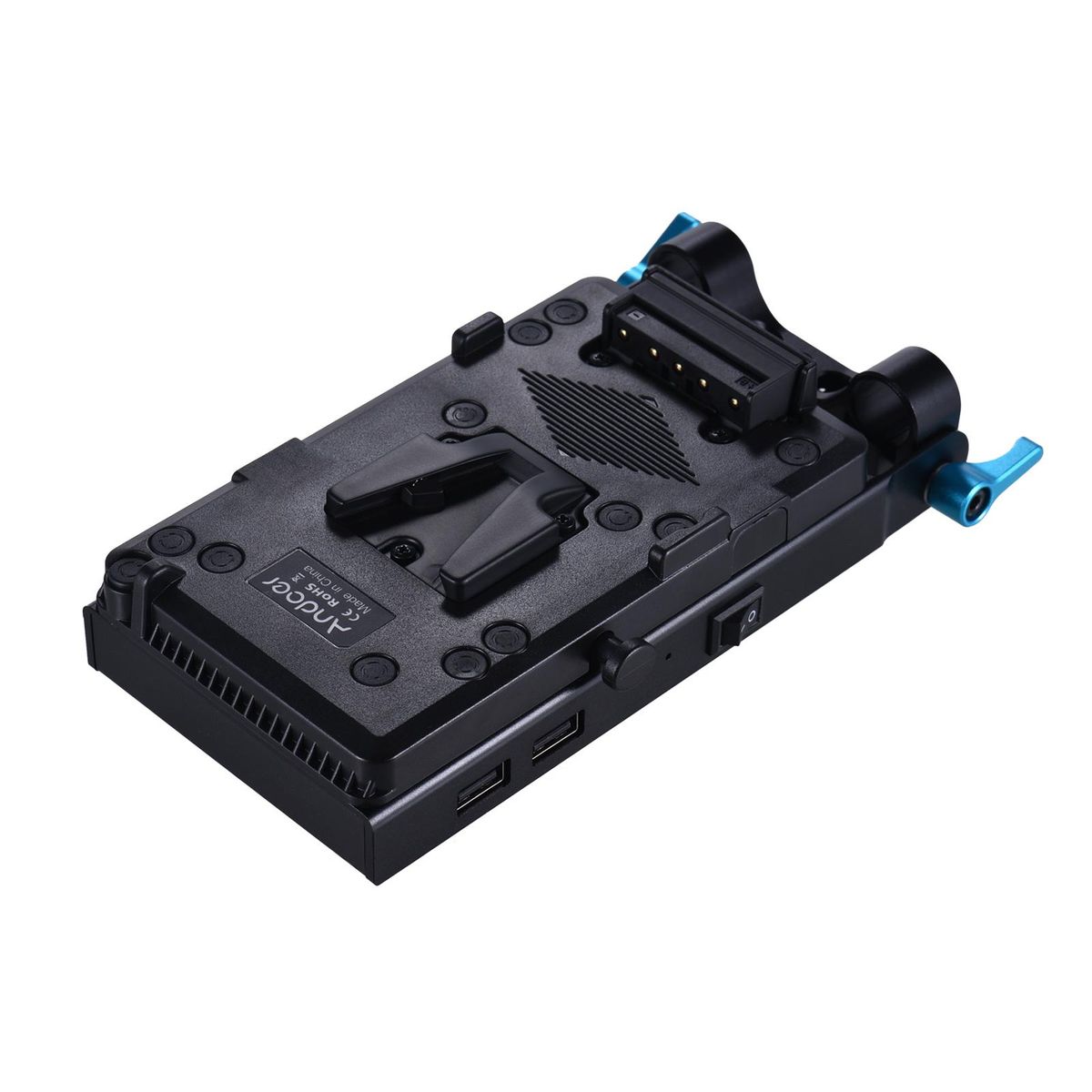 Andoer V Mount V-lock Battery Plate Adapter with 15mm Dual Hole Rod Clamp NP-FW50 Dummy Battery Adapter for BMCC BMPCC Sony A7 A7S A7R A7II A7SII A7RII A6300 A6400 A6500 for Monitor Audio Recorder Microphone Frequency Divider