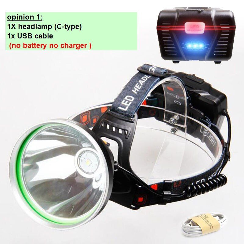 Big Miner's Lamp P50 Led Headlamp Headlight Flashlight Lampe Frontale Usb Rechargeable Torches Head
