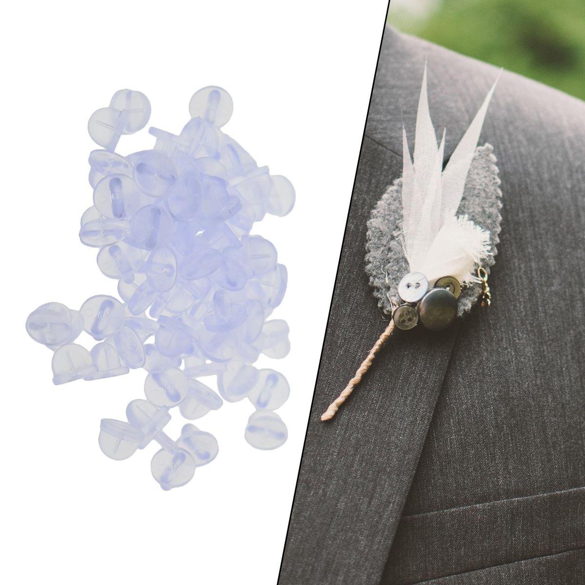 200Pcs Durable Silicone Pin Backs Butterfly Clutch Lapel Pins Clear