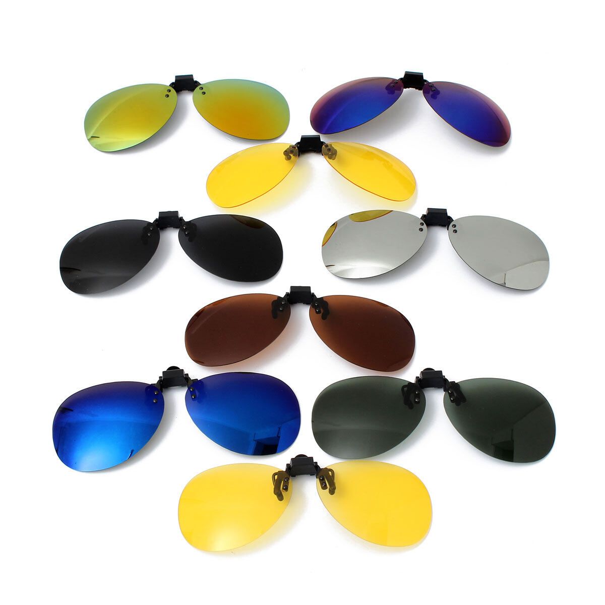 Fashion Polarized Day Night Vision Clip-On Lens Vintage Sunglasses Driving UV400 Nine Colors Tan