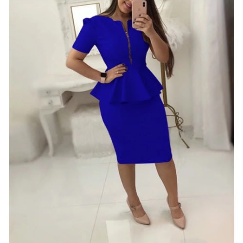 Peplum Beautiful Front Zipper Dress