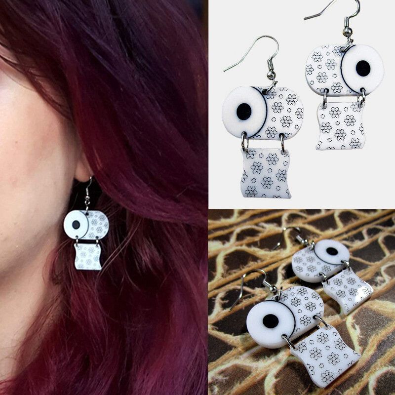 Roll Paper Earrings Paper Towel Earrings Funny Fun Toilet