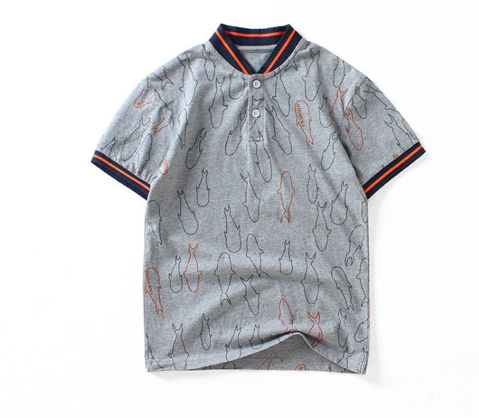 Boys Short Sleeve Collar Shirt-Gray