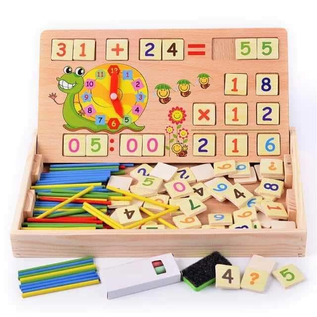 Educational Multifunctional Mathematics Wooden Toy Box Set For Kids