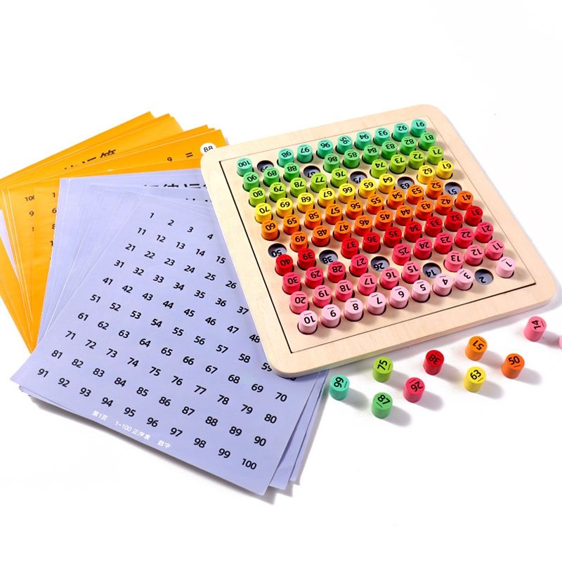 Children Magnetic Hundred Wooden Board With 18 Question Card