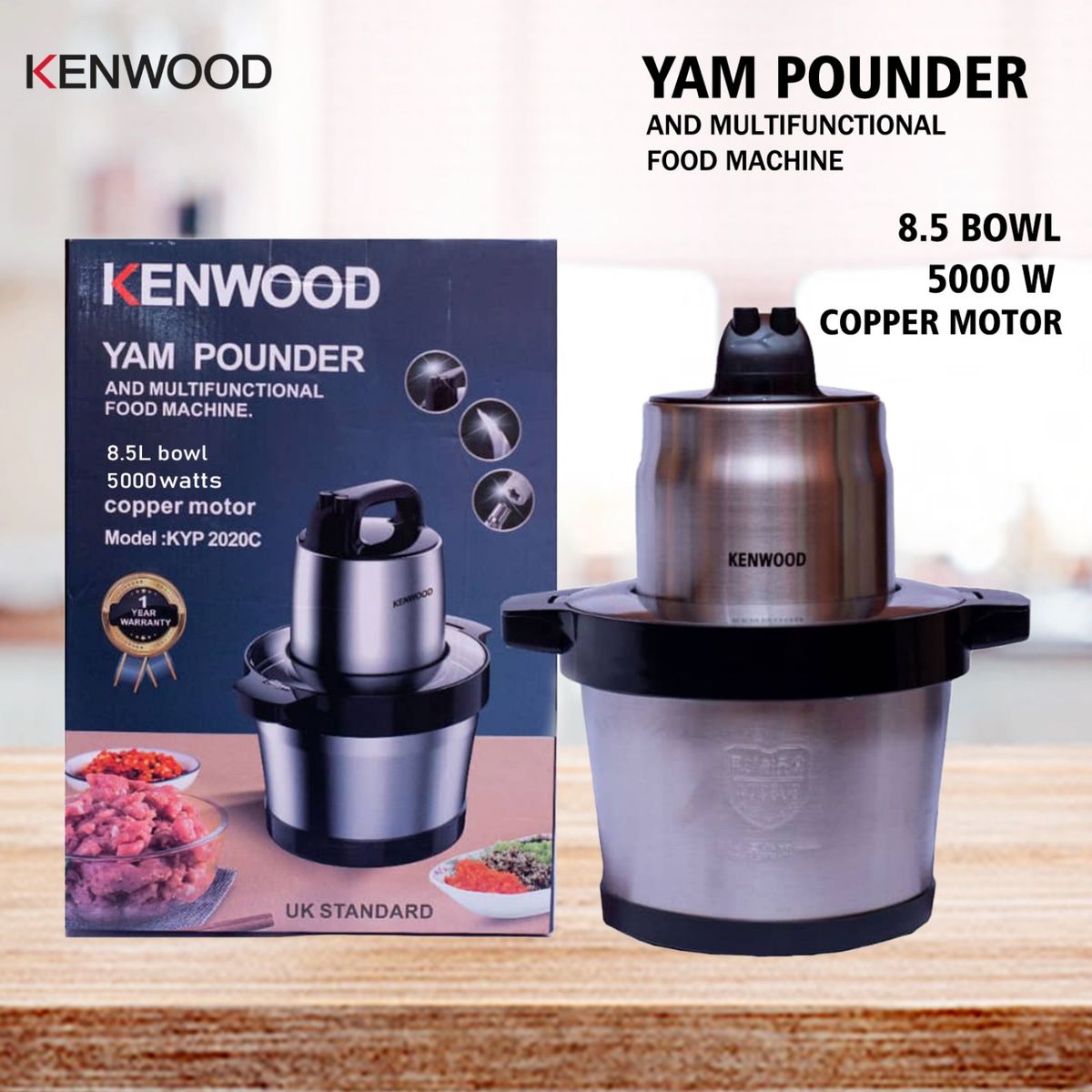 8.0L Stainless Electric Yam Pounding Machine - Multi-purpose