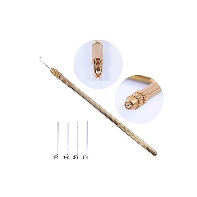 4Pcs Ventilating Needles Brass Holder For Lace Wig Needle