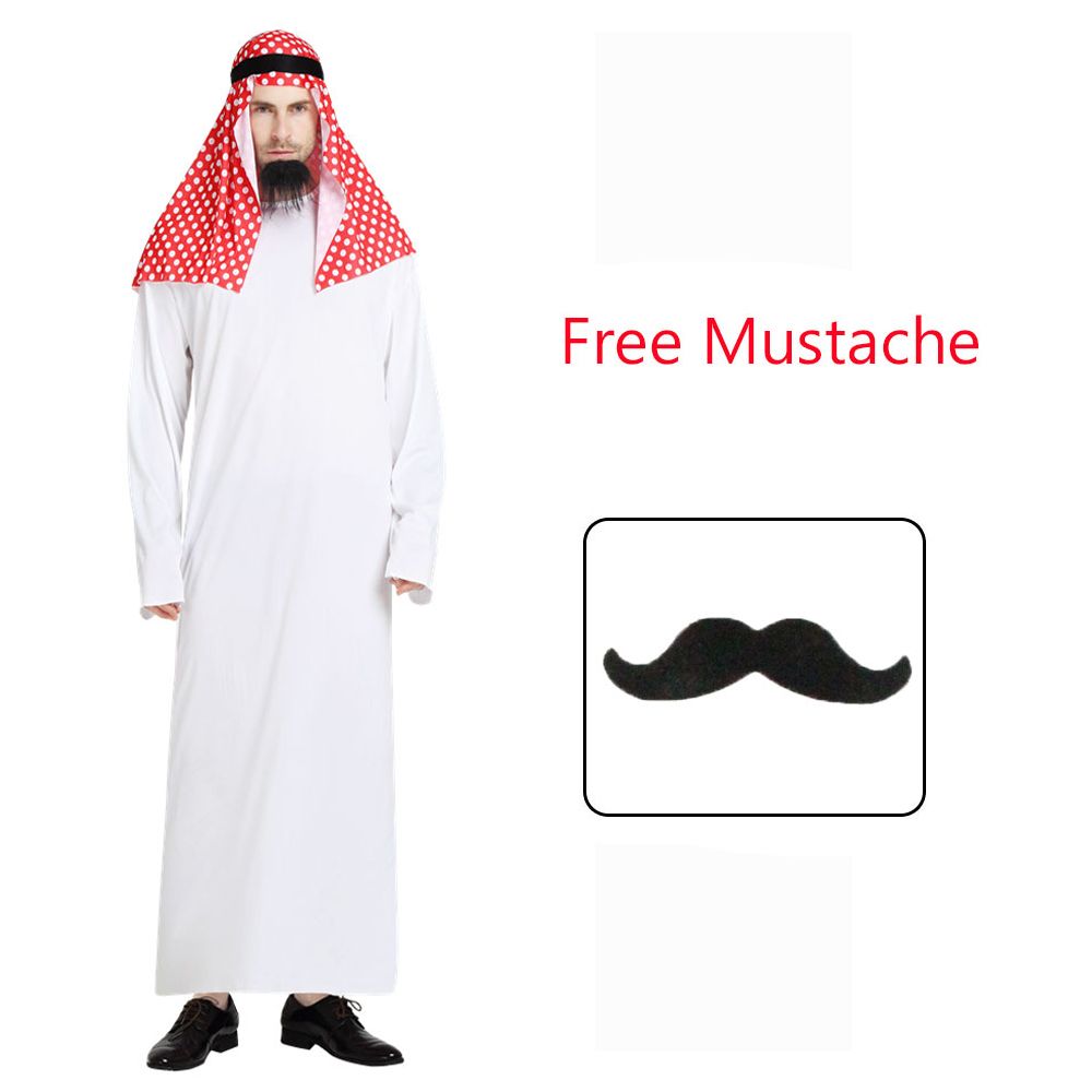 Adult Men Arabian Arab Sheikh Costume Middle East Clothes Sultan  Robe Red