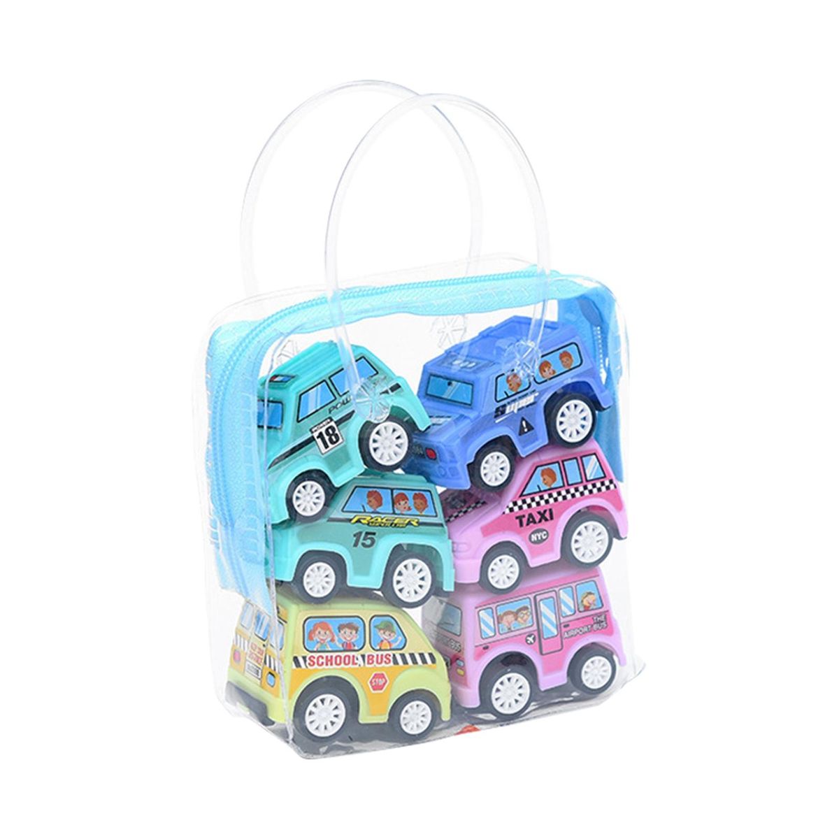 6Pcs Children Toy Trucks Pull Back Trucks Children Cartoon Excavator Toys