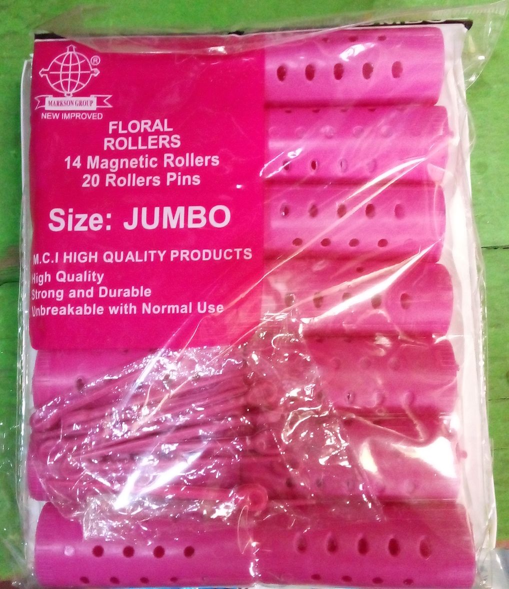 14 PCS/SET PLASTIC HAIR CURLY STYLING ROLLER PINK, JUMBO