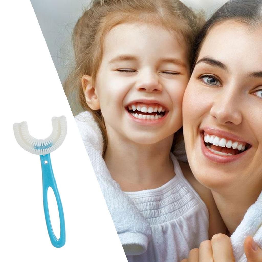 Kids Toothbrush U-Shape Whole Mouth For Boys Girls Blue 6-12 Years