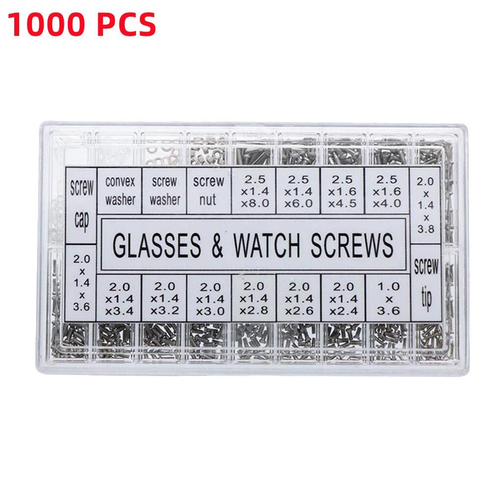 1000Pcs Screws Nuts Repair Kits 18 Kinds Stainless Steel Tiny Hex Assortment Kit + Screwdriver For Glasses Sunglass Watch GRE