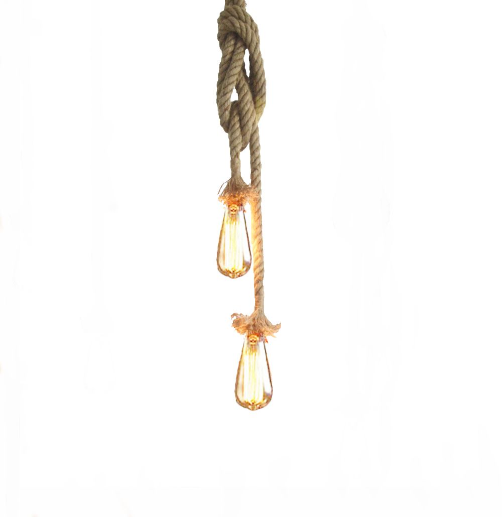 100cm  AC220V E27 Double Head Vintage Hemp Rope Hanging