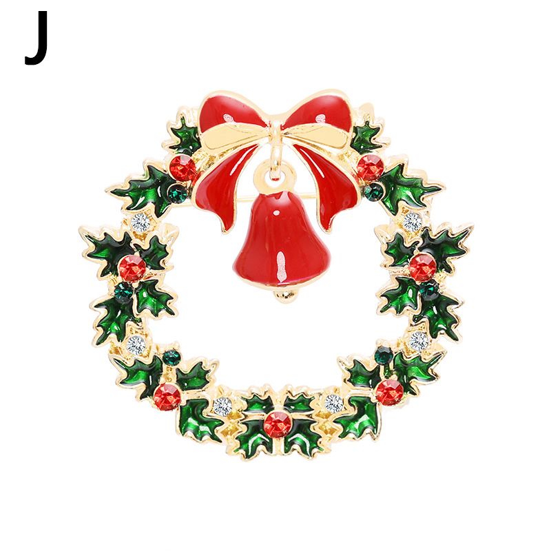 Merry  Christmas Brooches Metal Pin Snowman Santa Claus Boot Garland Suit