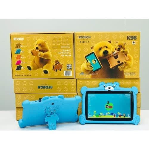 Kids Learning Tablets Atouch K96 3GB + 32GB Android Kids Learning Educational Tablet, Zoom Enable. Blue Pouch