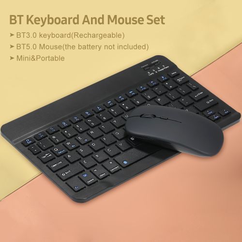10inch BT Rechargeable Mini Keyboard Mouse Combo 78 Keys