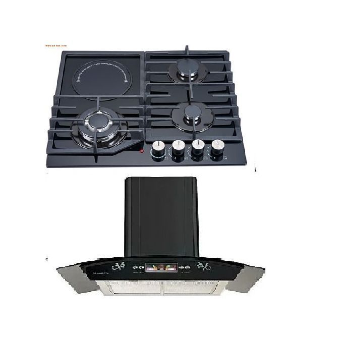 90cm Smoke Extractor Hood + 4 Burner Hob (3gas +1electric)