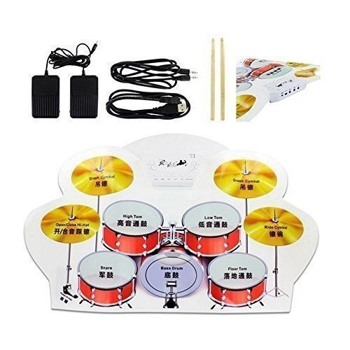 Portable 9 Pad Drum Roll-up Electric Drum Set Material Colorful Protable Electronic Drum Pads Set With Record Function / Roll Up