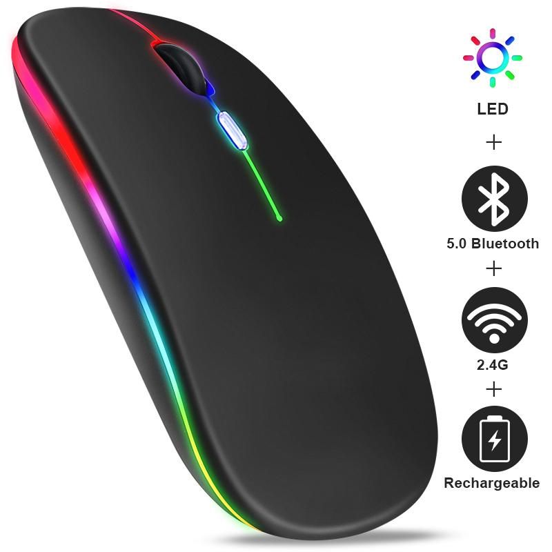 New Bluetooth Wireless Mouse with USB Rechargeable RGB Mise for Computer Laptop PC Macbook Gaming Mause Gamer 2.4GHz 1600DPI
