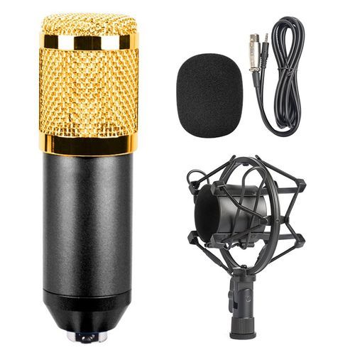 Studio Recording Wired Condenser Sound Microphone With Shock Mount, Compatible With PC / For Live Broadcast Show, KTV, Etc.(Black)