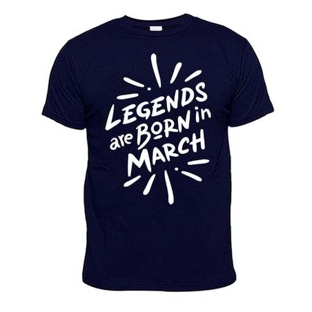Chrysolite Designs Legends Are Born In March Premium Class T- Shirt - Navy-blue