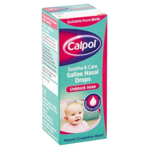 Nasal Saline Drops. Natural Congestion Relief. Unblocks Nose