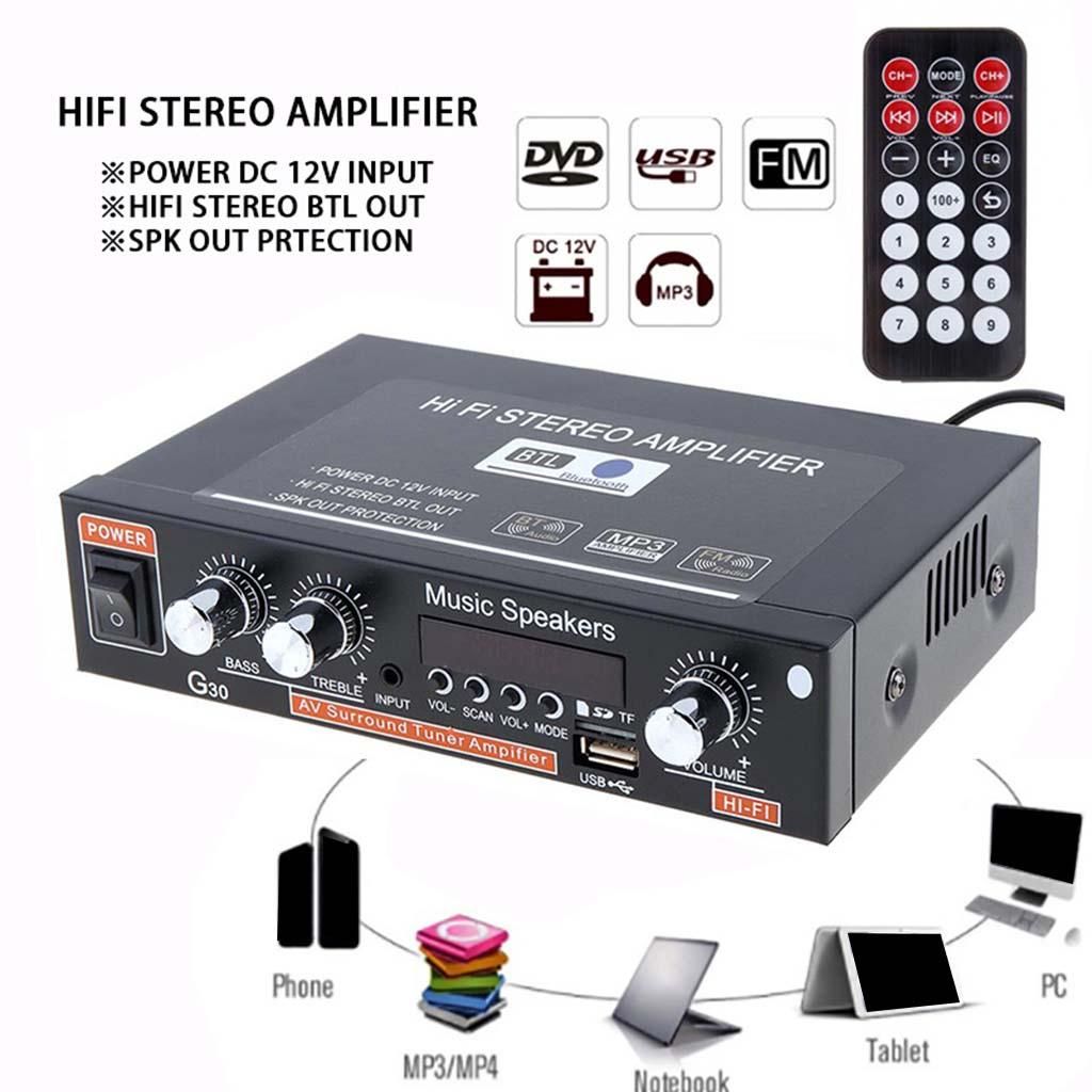 Mini Bluetooth Power Amplifier FM Radio Digital Hi-Fi For Car Home