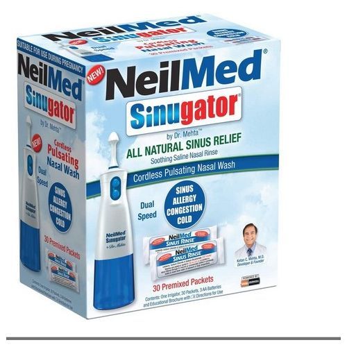 Sinugator Cordless Pulsating Nasal Wash Kit With One Irrigator, 30 Premixed Packets