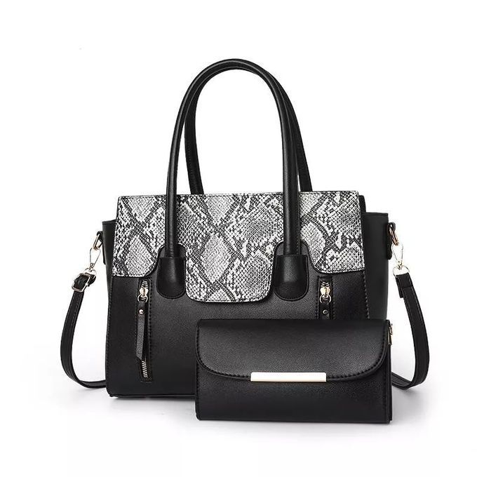 Woman Designer Set Bag With Purse - Black