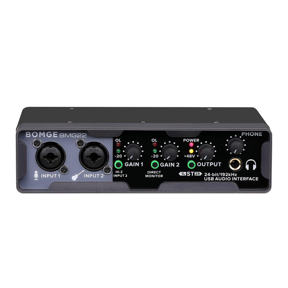 USB Audio Interface(24 Bit/192 KHz) With XLR, Phantom Power , Direct Monitoring , Loopback For PC Recording, Streaming,Guitarist, Vocalist,and Podcasting