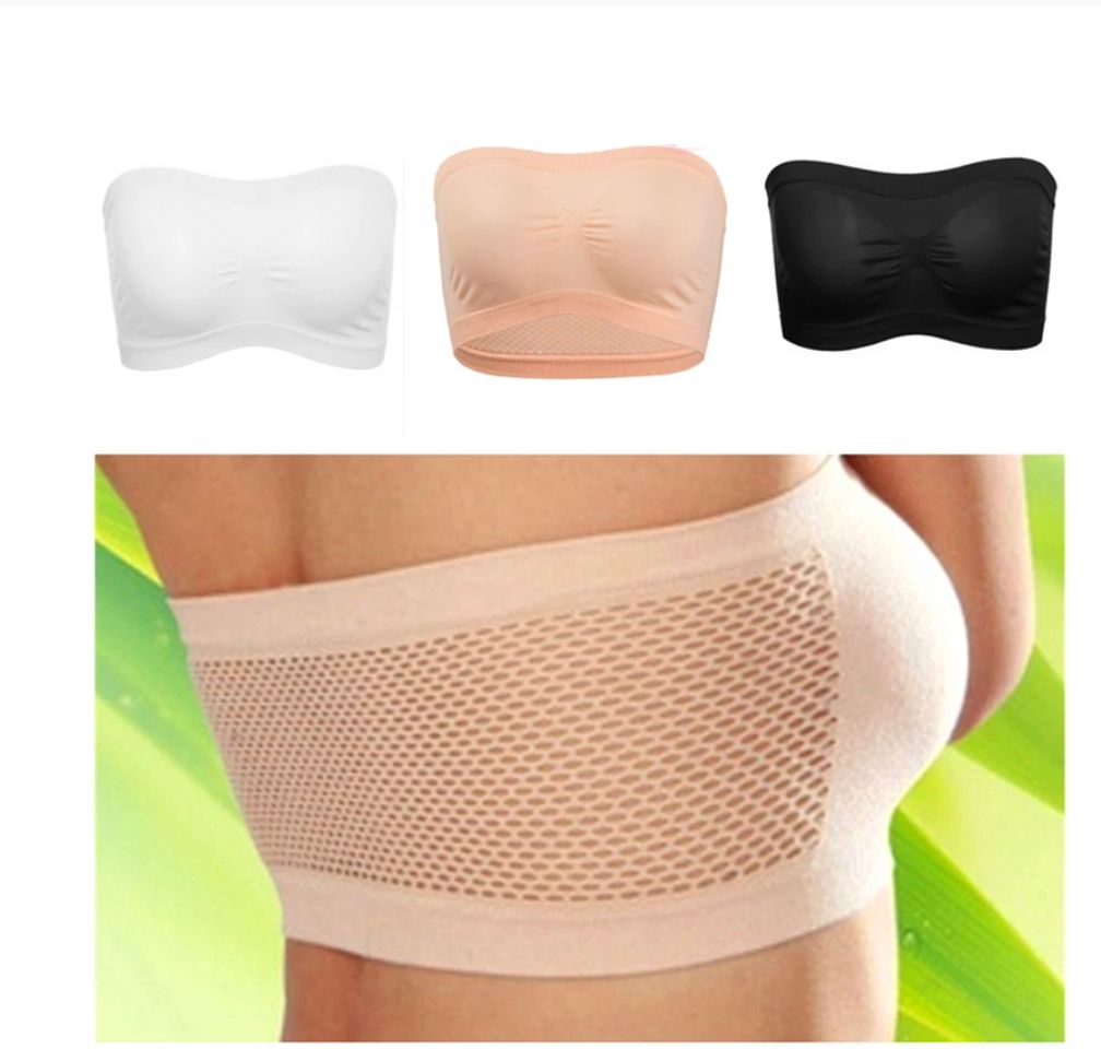 3pcs Breathable Mesh Tube Bra Strapless Crop Tops Women